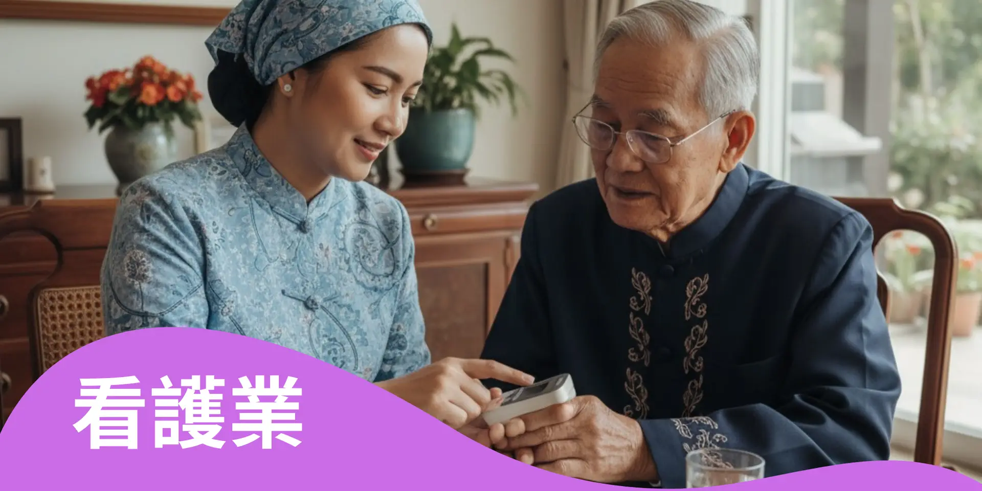 中豪人力仲介家庭看護外勞溫馨陪伴長者進行健康管理與日常照護